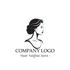 a woman silhouette black and white illustration for logo company vector image