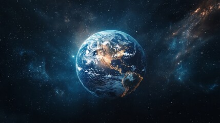 Obraz premium 宇宙と地球と波動