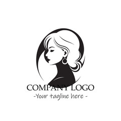 a woman silhouette black and white illustration for logo company vector image