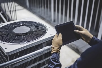 HVAC Inspector Reviewing Systems in High-Rise Building