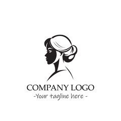 a woman silhouette black and white illustration for logo company vector image