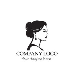 a woman silhouette black and white illustration for logo company vector image
