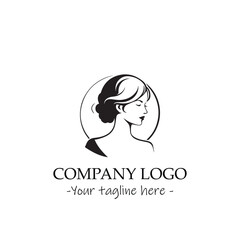 a woman silhouette black and white illustration for logo company vector image