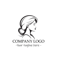 a woman silhouette black and white illustration for logo company vector image