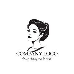 a woman silhouette black and white illustration for logo company vector image