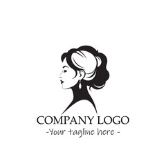 a woman silhouette black and white illustration for logo company vector image