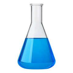 Blue Liquid in Laboratory Flask on White