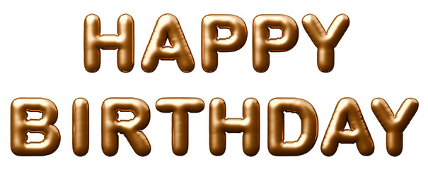 3D画像_風船_HAPPY BIRTHDAY_ゴールド