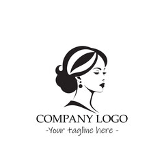 a woman silhouette black and white illustration for logo company vector image