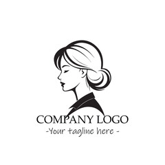 a woman silhouette black and white illustration for logo company vector image