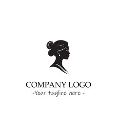 a woman silhouette black and white illustration for logo company vector image