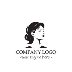 a woman silhouette black and white illustration for logo company vector image