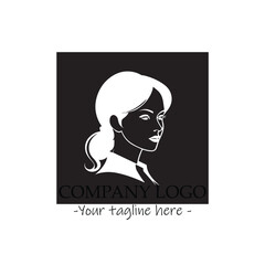 a woman silhouette black and white illustration for logo company vector image