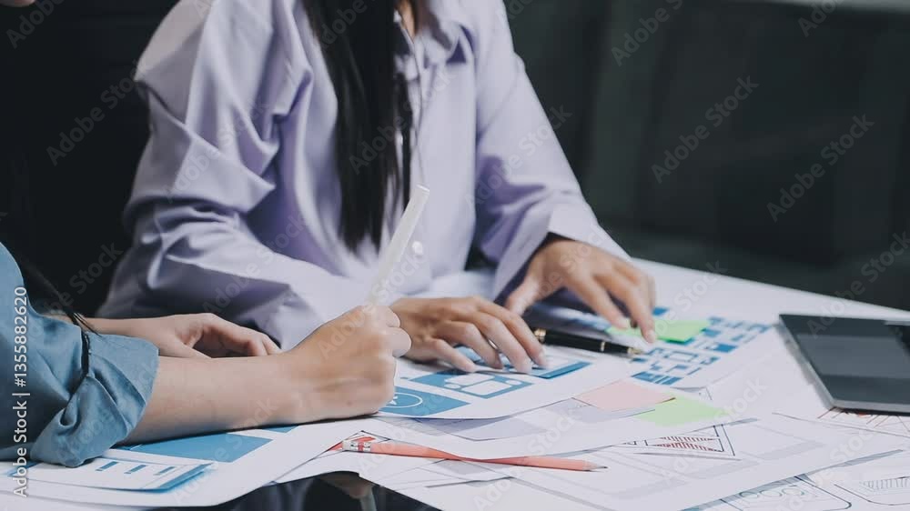 Wall mural website designer, creative planning phone app development template layout framework wireframe design