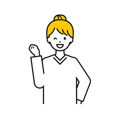 上半身のポーズ_シンプルな大人の女性05