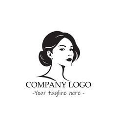 a woman silhouette black and white illustration for logo company vector image
