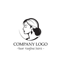 a woman silhouette black and white illustration for logo company vector image