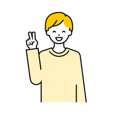 上半身のポーズ_シンプルな大人の男性04