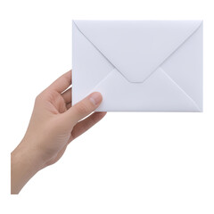 Hand Holding White Envelope with Blank Space