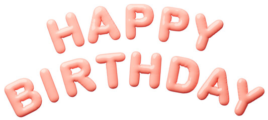 3D画像_風船_HAPPY BIRTHDAY_ピンク