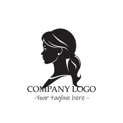 a woman silhouette black and white illustration for logo company vector image