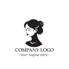 a woman silhouette black and white illustration for logo company vector image