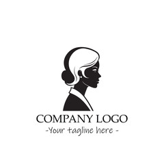 a woman silhouette black and white illustration for logo company vector image