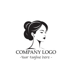 a woman silhouette black and white illustration for logo company vector image