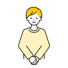 上半身のポーズ_シンプルな大人の男性19