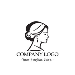 a woman silhouette black and white illustration for logo company vector image