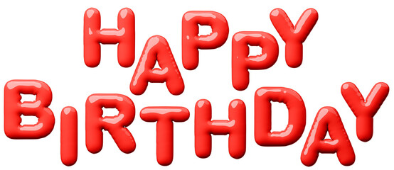 3D画像_風船_HAPPY BIRTHDAY_赤