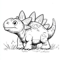 Fototapeta premium Whimsical Stegosaurus: A delightful, cartoon-style illustration of a charming Stegosaurus, rendered with playful lines and a touch of innocence.
