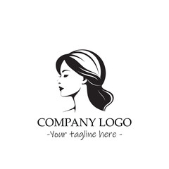 a woman silhouette black and white illustration for logo company vector image