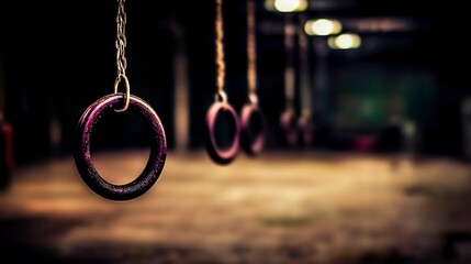 Gym Rings in Dark Interior