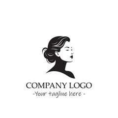 a woman silhouette black and white illustration for logo company vector image