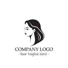 a woman silhouette black and white illustration for logo company vector image