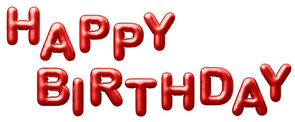 3D画像_風船_HAPPY BIRTHDAY_赤