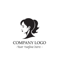 a woman silhouette black and white illustration for logo company vector image