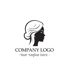 a woman silhouette black and white illustration for logo company vector image