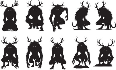 Wendigo Silhouette on White Background