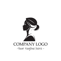 a woman silhouette black and white illustration for logo company vector image