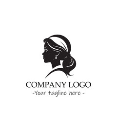 a woman silhouette black and white illustration for logo company vector image