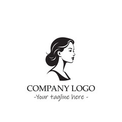 a woman silhouette black and white illustration for logo company vector image