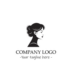 a woman silhouette black and white illustration for logo company vector image