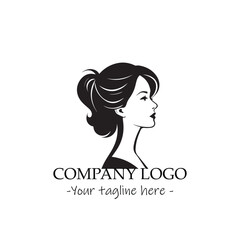 a woman silhouette black and white illustration for logo company vector image