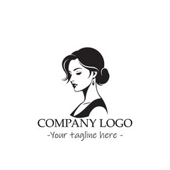 a woman silhouette black and white illustration for logo company vector image
