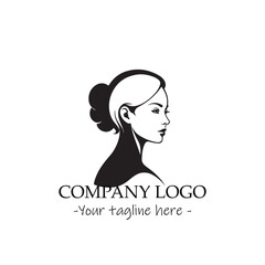 a woman silhouette black and white illustration for logo company vector image