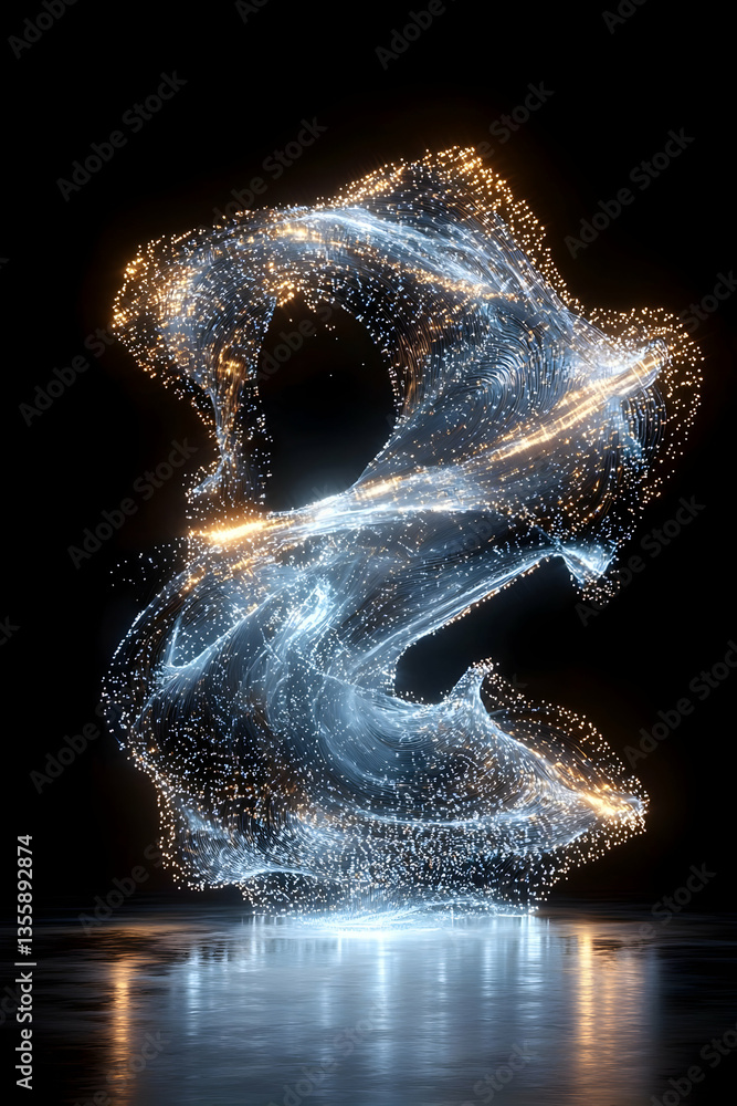 Poster Abstract Glowing Particle Spiral in Dark Background