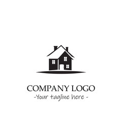 a house silhouette black and white illustration for logo company vector image