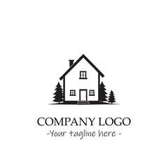 a house silhouette black and white illustration for logo company vector image